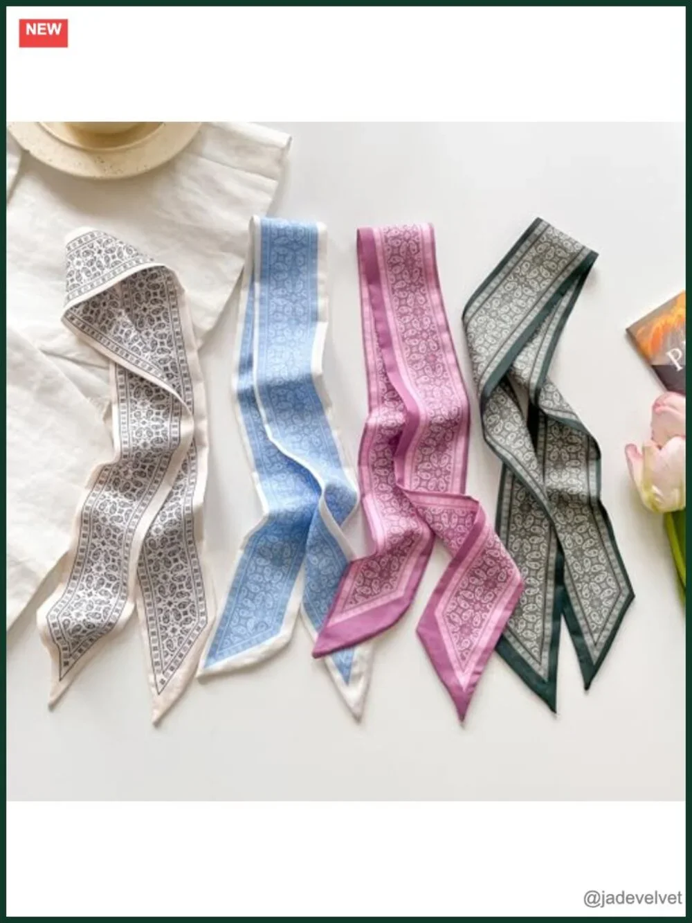 40 Pcs Lightweight Silk-Like Hair Scarves, Purse & Bag Scarf Collection